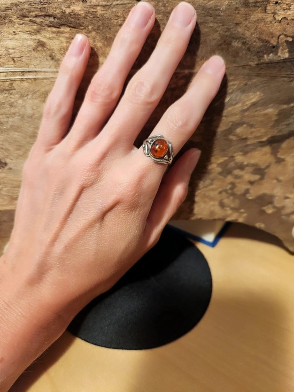 Amber Sterling Silver Ring